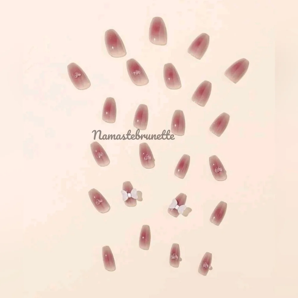 2/$16 Hearts & Bows Coffin Press On Nails